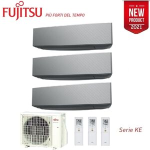 Climatizzatore Condizionatore Fujitsu Trial Split Parete Inverter Serie Ke Silver 9000+9000+12000 Btu R-32 Con Aoyg18kbta3 9+9+12