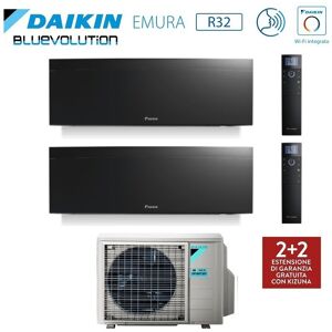 Climatizzatore Condizionatore Daikin Dual Split Inverter Serie 3 Ftxj R-32 Emura Iii Nero Bluevolution 7000+12000 Con 2mxm40n9 Wi-Fi Incluso - New -7+12