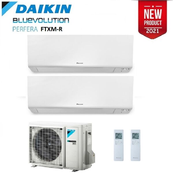 daikin climatizzatore condizionatore daikin dual split inverter serie r ftxm r-32 perfera wall bluevolution 7000+12000 con 2mxm50n9 wi-fi incluso - new 2021 - 7+12