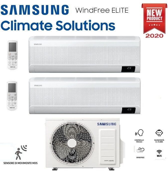 Climatizzatore Condizionatore Samsung Inverter Dual Split Windfree Elite 9000+9000 Btu Con Aj040txj R-32 Classe A+++ Wifi - New 9+9