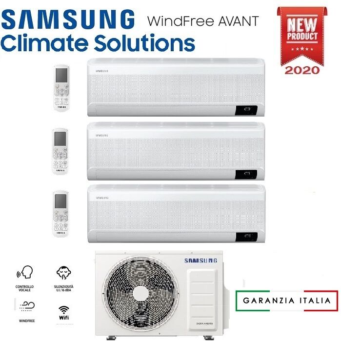 Climatizzatore Condizionatore Samsung Inverter Trial Split Windfree Avant 7000+7000+9000 Con Aj052txj R-32 Classe A+++ Wifi - New 7+7+9