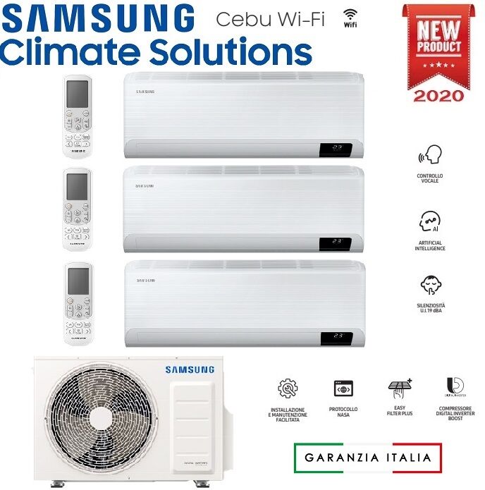 Climatizzatore Condizionatore Samsung Inverter Trial Split Cebu Wi-Fi 7000+9000+9000 Con Aj052txj R-32 Classe A+++ Wifi - New 7+9+9