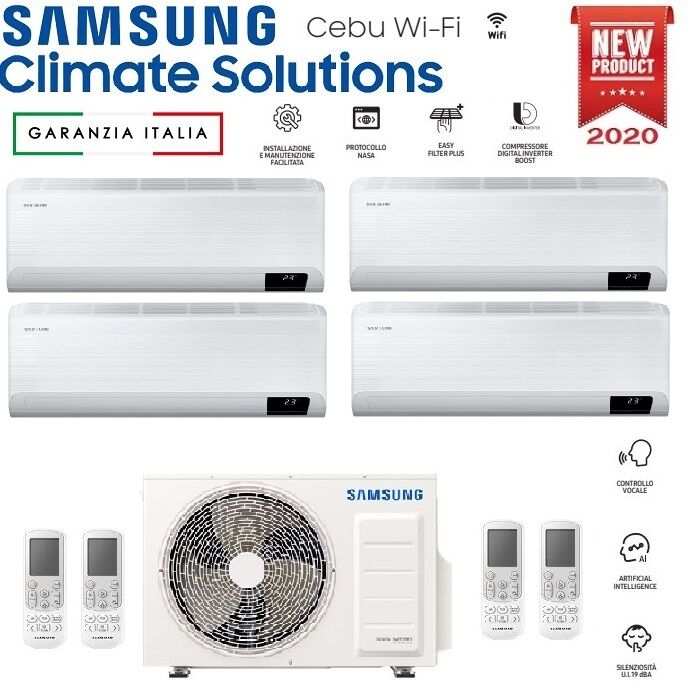 Climatizzatore Condizionatore Samsung Inverter Quadri Split Cebu Wi-Fi 9000+9000+12000+12000 Con Aj080txj R-32 Classe A++ Wifi - New 9+9+12+12