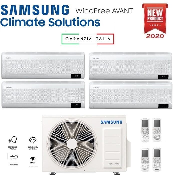 Climatizzatore Condizionatore Samsung Inverter Quadri Split Windfree Avant 7000+7000+7000+12000 Con Aj080txj R-32 Classe A++ Wifi - New 7+7+7+12