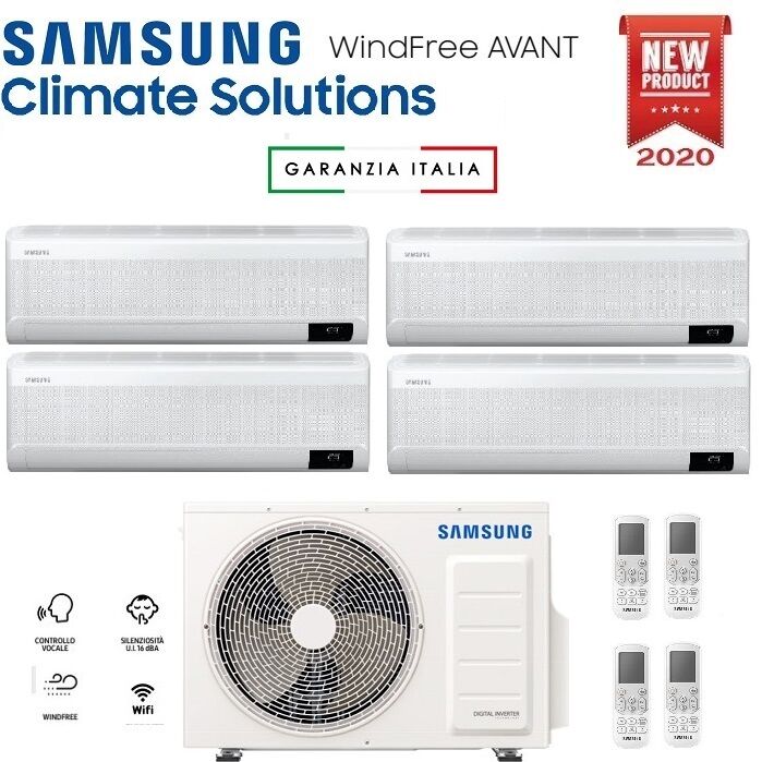 Climatizzatore Condizionatore Samsung Inverter Quadri Split Windfree Avant 7000+7000+9000+9000 Con Aj080txj R-32 Classe A++ Wifi - New 7+7+9+9