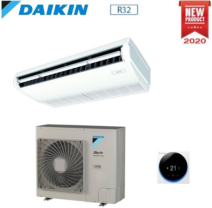 Climatizzatore Condizionatore Daikin Sky Air Advance Pensile A Soffitto Dc Inverter 42000 Btu Fha125a Trifase R-32 Wi-Fi Optional Con Comando A Filo Bianco