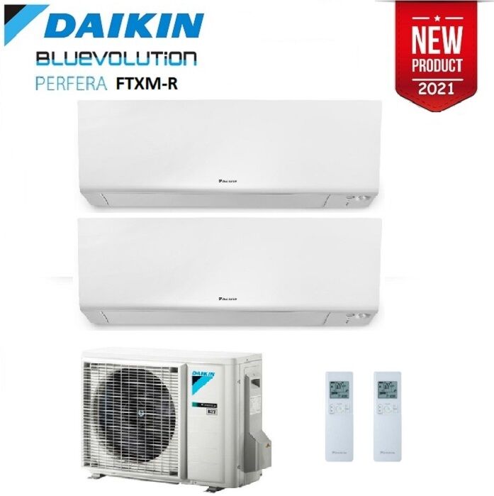 Climatizzatore Condizionatore Daikin Dual Split Inverter Serie R Ftxm R-32 Perfera Wall Bluevolution 12000+12000 Con 2mxm50n9 Wi-Fi Incluso - New 12+12