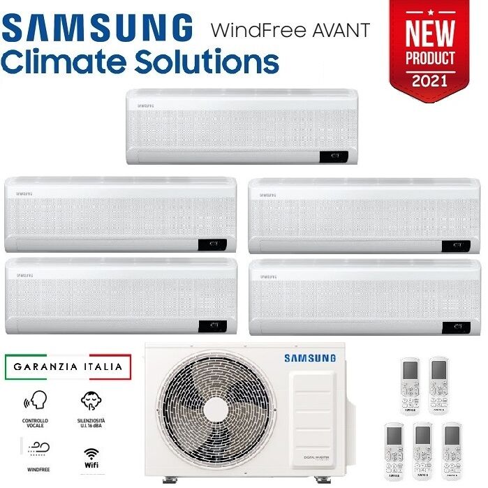 Climatizzatore Condizionatore Samsung Inverter Penta Split Windfree Avant 7000+7000+7000+7000+9000 Con Aj100txj R-32 Classe A++ Wifi - New 7+7+7+7+9