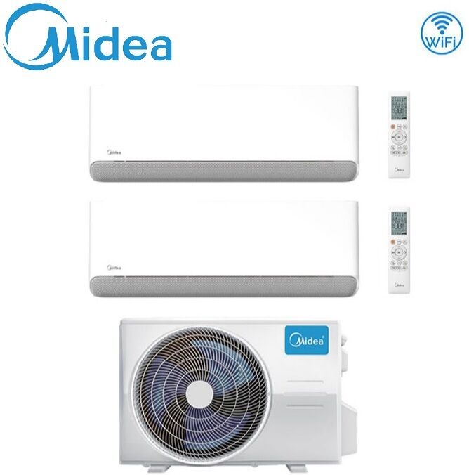 Climatizzatore Condizionatore Dual Split Inverter Midea Breezeless E 12000+12000 Btu A++ 12+12 Con M2oe-18hfn8-Q Wi-Fi Incluso R-32 Nuovo Modello