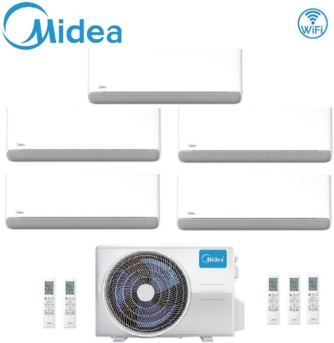 Climatizzatore Condizionatore Penta Split Inverter Midea Breezeless E 9000+9000+9000+12000+12000 Btu A++ Con M5oe-42hfn8-Q Wi-Fi Incluso R-32 Nuovo Modello 9+9+9+12+12