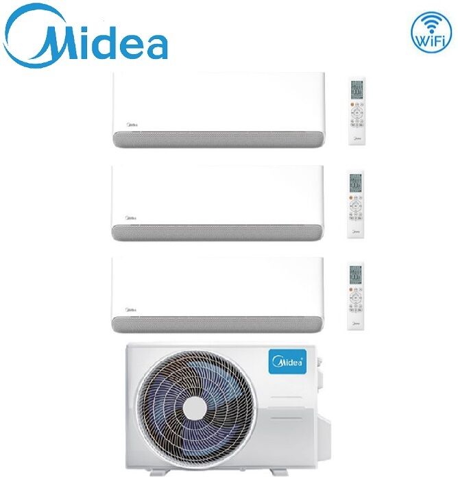 Climatizzatore Condizionatore Trial Split Inverter Midea Breezeless E 9000+9000+9000 Btu A++ Con M3og-21hfn8-Q Wi-Fi Incluso R-32 Nuovo Modello 9+9+9