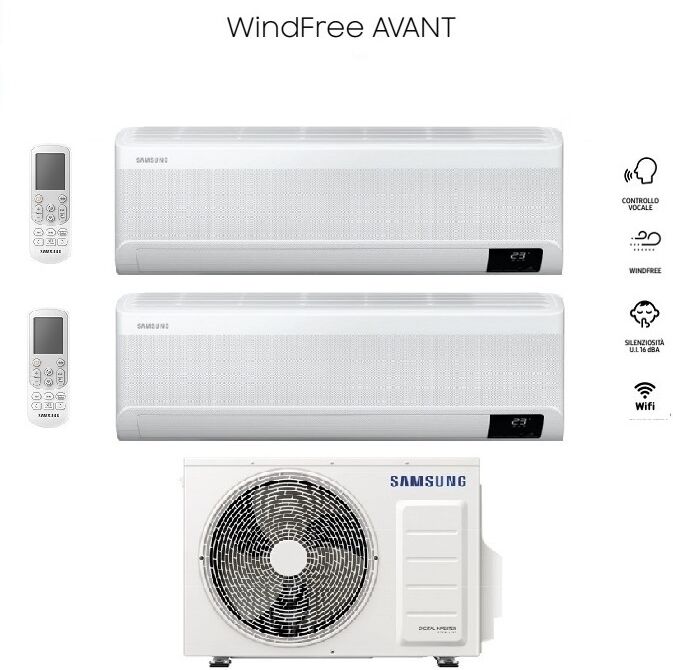 Samsung Climatizzatore Condizionatore Samsung Inverter Dual Split Windfree Avant 7000+18000 Con Aj050txj R-32 Classe A+++ Wifi - New 7+18