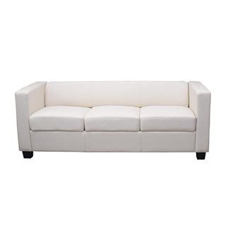hjh divano a 3 posti basilio, elegante e comodo, in pelle colore bianco
