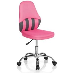 Hjh Sedia per bambini VANDA, schienale ergonomico, base cromata, tessuto rosa/grigio