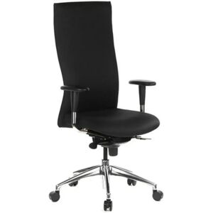 Hjh Sedia ergonomica MOVITEC, sedile e braccioli regolabili, schienale alto, uso 8 ore, in nero