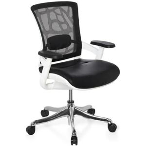 Hjh Sedia ergonomica AIRGUS PELLE, con sostegno lombare regolabile, un pulsante di controllo, in colore nero