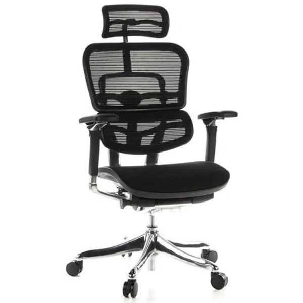 hjh sedia ergonomica ergoplus, 100% regolabile, con sostegno lombare, sedile in tessuto nero