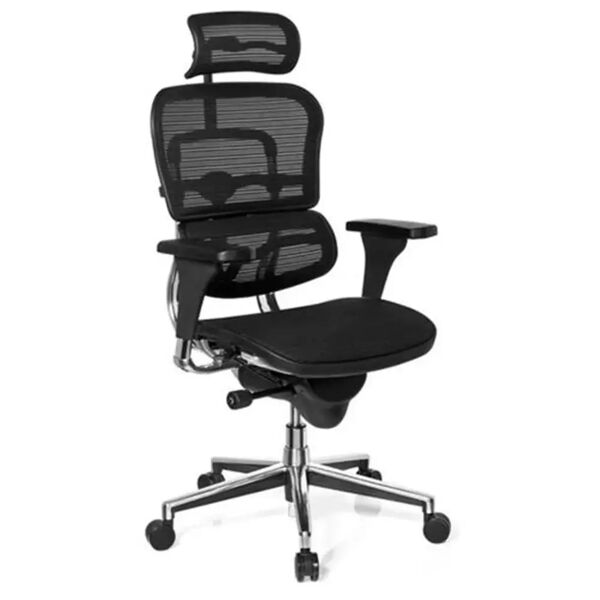 hjh sedia ergonomica ergoplus base in tessuto, 100% regolabile e dotata di ogni optional, solida struttura, in colore nero
