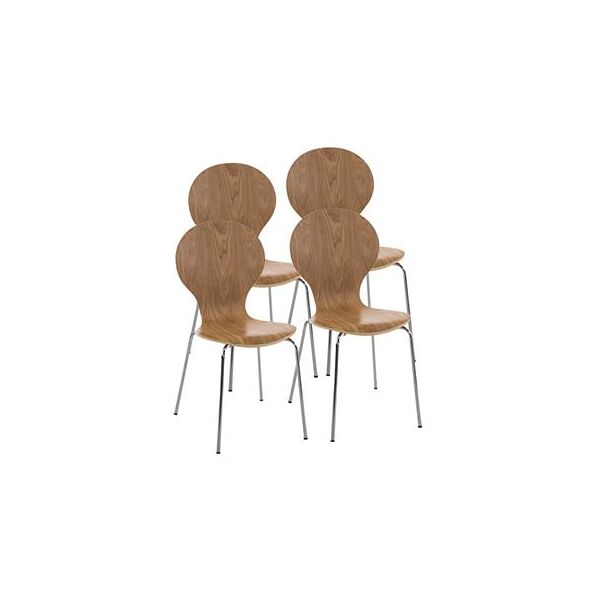 sediadaufficio lotto di 4 sedie attesa / ospiti carvallo, linea moderna, struttura in metallo, marrone quercia