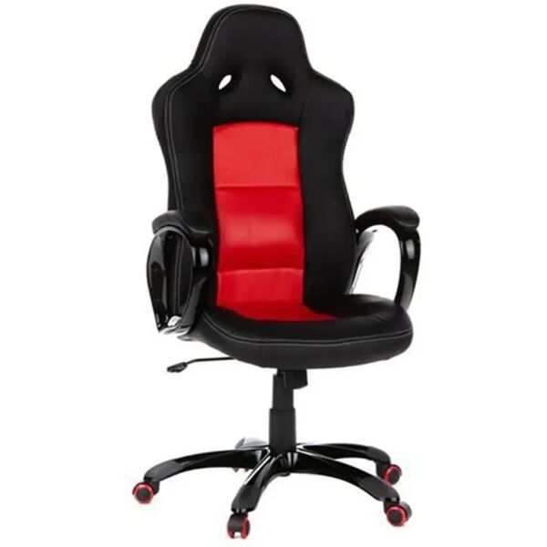 hjh sedia gaming per ufficio cooper 30, design sportivo con rivestimento in similpelle colore nero/rosso