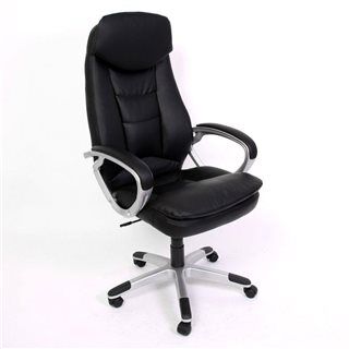 sediadaufficio poltrona per ufficio/gaming robinson, schienale extra alto, poggiatesta integrato, in pelle nera