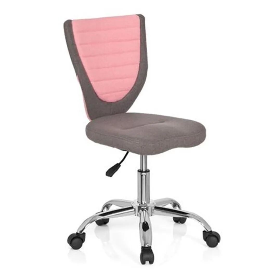 hjh sedia per bambini junior comfort, sedile ergonomico e fodera in feltro, bse cromata, in grigio / rosa