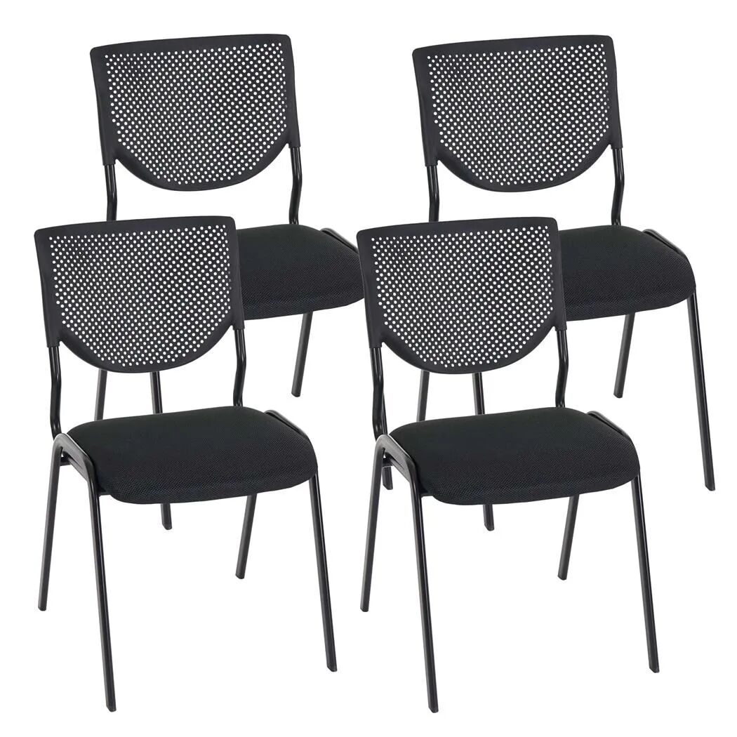 sediadaufficio lotto di 4 sedie per conferenze e riunioni napoli, comode e versatili, struttura in metallo, in nero e gambe nere