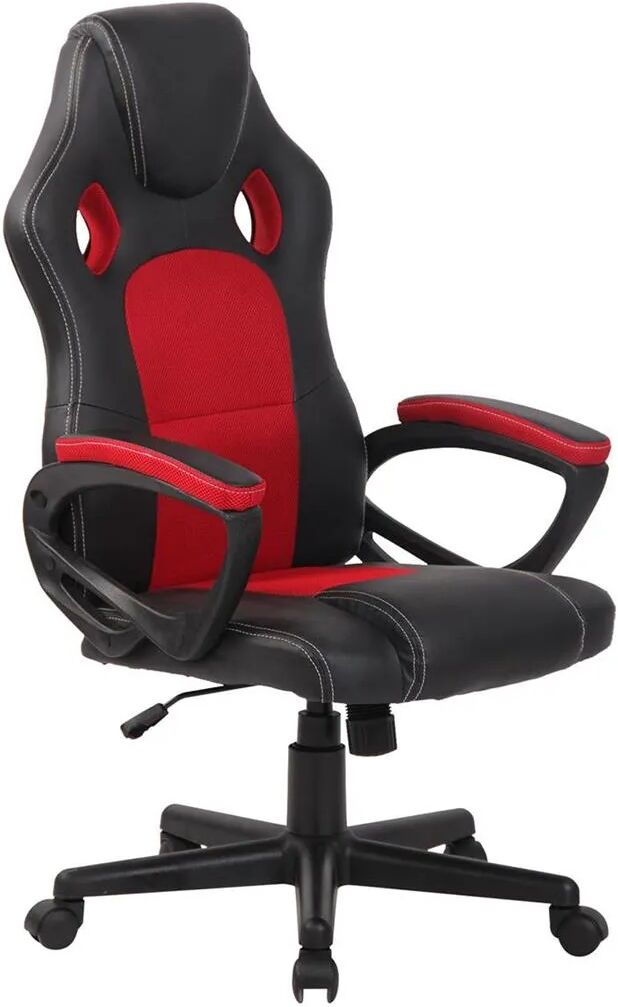 sediadaufficio sedia gaming montmelo, design auto sportiva, colore nero e rosso