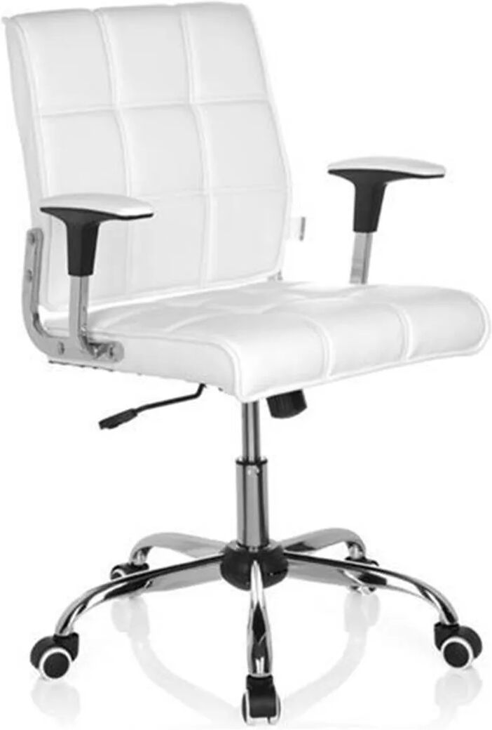 Hjh Sedia ufficio ESTEBAN, base in alluminio, elegante design in pelle color bianco