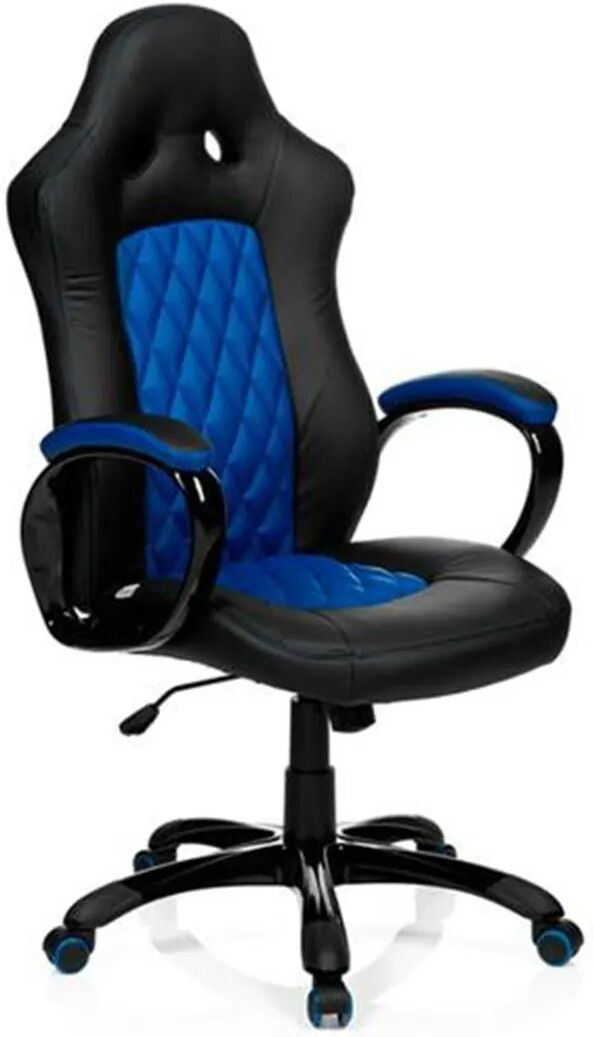 Hjh Sedia Gaming RACER EXECUTIVE, design sportivo, rivestimento in pelle, colori nero e blu