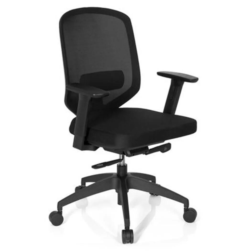 Hjh Sedia ergonomica da ufficio DAMA PRO, sostegno lombare regolabile, omologata 8h uso, alta qualità, in nero