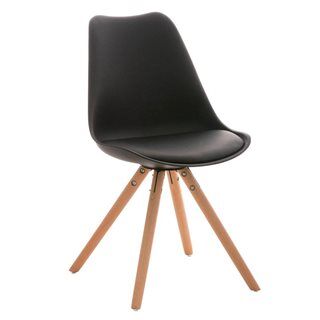 Sediadaufficio Sedia per Ospiti o Studio ALMA, modello di design con gambe in legno e seduta in pelle nera