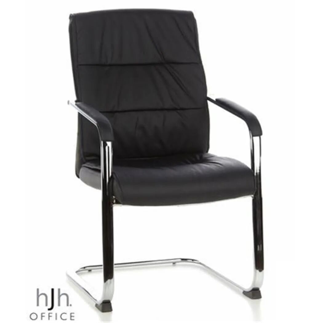 Hjh Lotto di 2 sedie Attesa ergonomiche TRITON V, modello di design, comode, in pelle nera