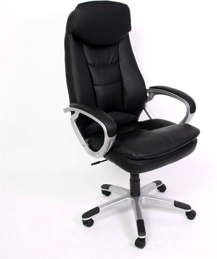 Sediadaufficio Poltrona per ufficio/Gaming ROBINSON, schienale extra alto, poggiatesta integrato, in pelle nera Sediadaufficio Poltrona per ufficio/Gaming ROBINSON, schienale extra alto, poggiatesta integrato, in pelle nera