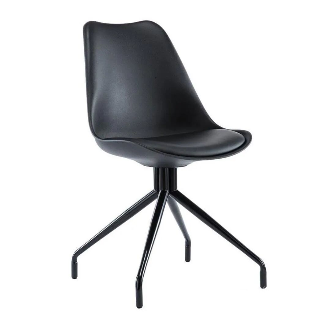 Sediadaufficio Sedia di Design per Ospiti RECULA, stile originale con base in metallo e seduta in pelle nera