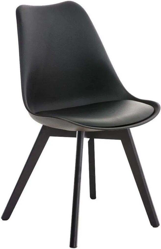 Sediadaufficio Sedia di Design per Ospiti BOSFORO, stile rétro con base in legno e seduta in pelle nera Sediadaufficio Sedia di Design per Ospiti BOSFORO, stile rétro con base in legno e seduta in pelle nera