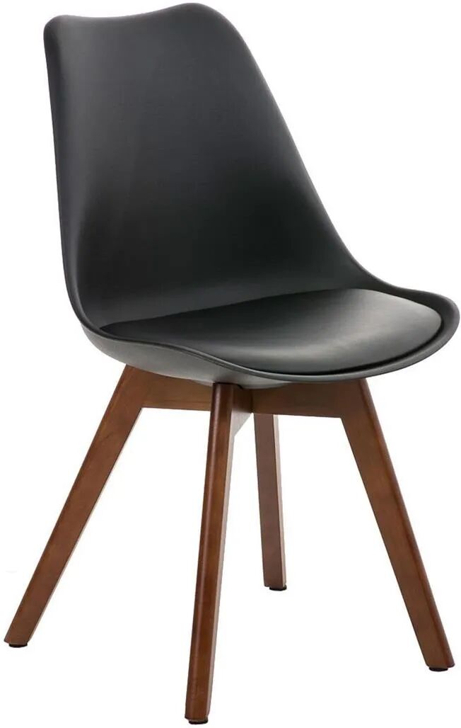 Sediadaufficio Sedia di Design per Ospiti BORNEO, stile rétro con base in legno e seduta in pelle nera Sediadaufficio Sedia di Design per Ospiti BORNEO, stile rétro con base in legno e seduta in pelle nera