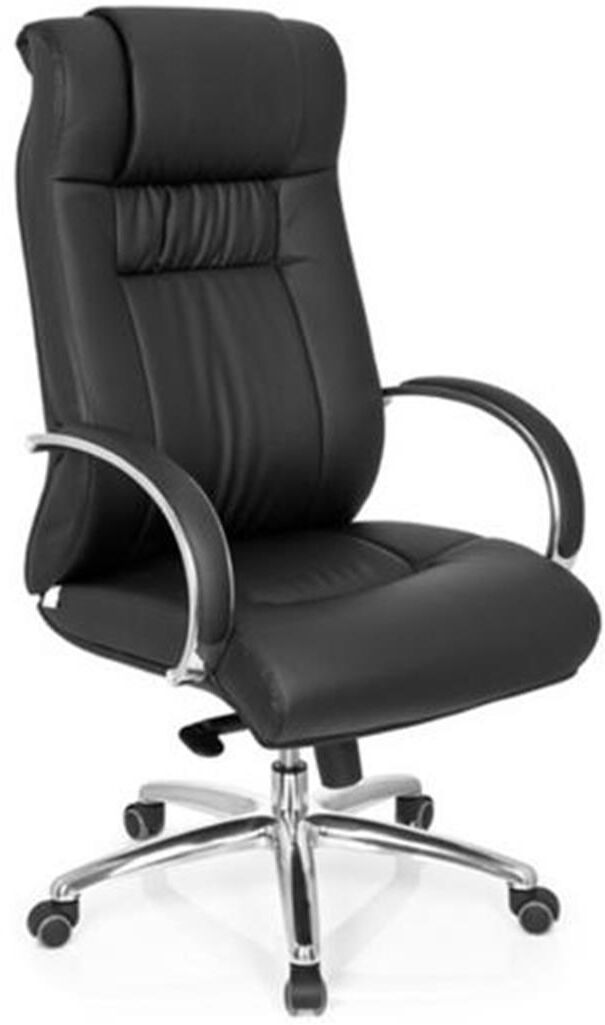 Hjh Poltrona da ufficio ARTEAGA, resistente fino a 150 kg, in pelle nera Hjh Poltrona da ufficio ARTEAGA, resistente fino a 150 kg, in pelle nera