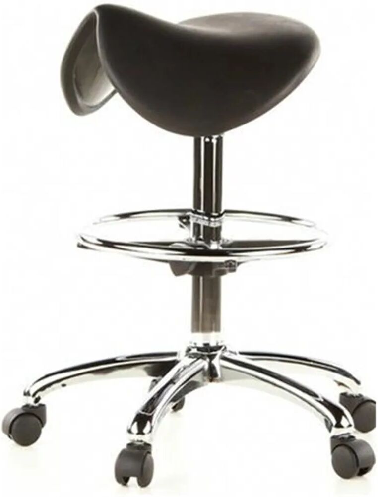 Hjh Sgabello di design WORK con ruote, rivestimento in cuoio nero Hjh Sgabello di design WORK con ruote, rivestimento in cuoio nero