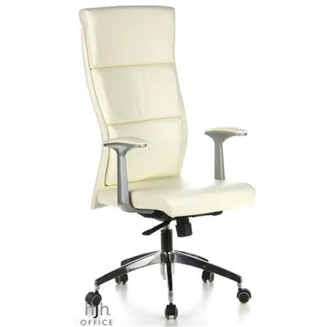 Hjh Poltrona ufficio MACIA, vera pelle e base cromata, in colore avorio Hjh Poltrona ufficio MACIA, vera pelle e base cromata, in colore avorio