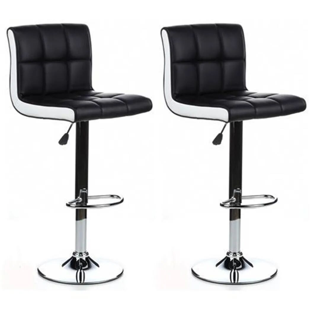 Hjh Lotto di 2 sgabelli LOUNGE, sedile imbottito, in similpelle colore nero Hjh Lotto di 2 sgabelli LOUNGE, sedile imbottito, in similpelle colore nero