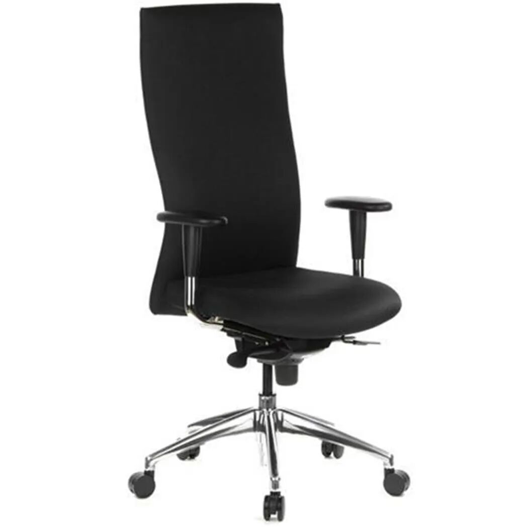 Hjh Sedia ergonomica MOVITEC, sedile e braccioli regolabili, schienale alto, uso 8 ore, in nero