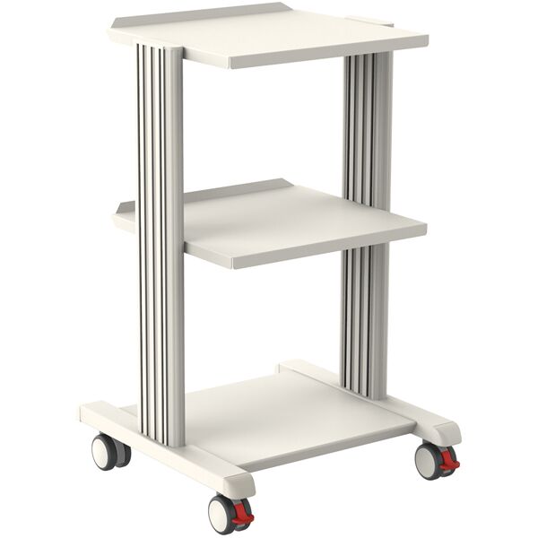 Gima Smart carrello a tre ripiani in alluminio grigio e bianco con ruote e ripiani verniciati a polvere