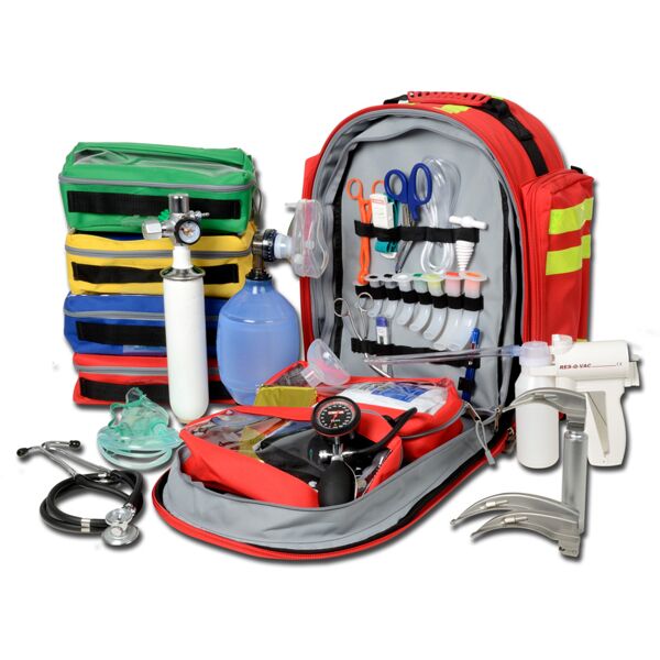 Gima Zaino Emergenza 8 completo con bombola ossigeno, laringoscopio, stetoscopio e accessori multicolore