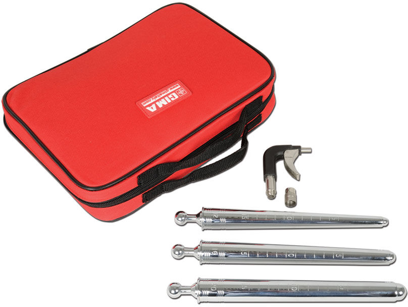 Gima set completo di tre tubi in acciaio con otturatore, 200 mm, Ø 12 16 20 mm, graduati, sterilizzabili