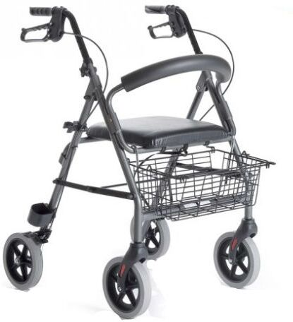 Mopedia Rollator Pieghevole in Alluminio Verniciato - 4 Ruote - con Seduta Imbottita - Atlante