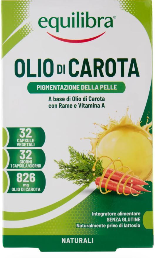 Equilibra ®- 9 confezioni da 32 capsule vegetali Olio Di Carota Integratore Alimentare Per Benessere della Pelle