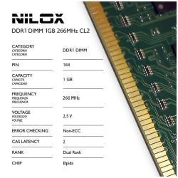 Nilox Memoria RAM Ddr - modulo - 1 gb - dimm 184-pin - 266 mhz / pc2100 nxd1266e1c2