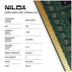 Nilox Memoria RAM Ddr3 - modulo - 2 gb - dimm a 240 pin nxd21333m1c9