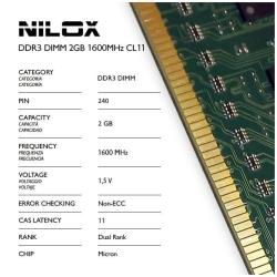 Nilox Memoria RAM Ddr3 - modulo - 2 gb - dimm a 240 pin nxd21600m1c11